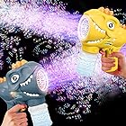 LeMengQi シャボン玉 電動 男の子 バブルガン結婚式 10泡穴 電動シャボン玉 女の子 恐竜 玩具 バブルマシーン 大人 液垂れしない LEDライト 光る 子供の日 誕生日 プレゼント (グレー+黄)