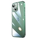 Eisuiyi iPhone 13 クリアケース メッキ ハードケース 指紋防止 汚れにくい スリム ワンピースカメラ保護 アイフォン13カバー 薄型 耐衝撃 6.1インチ グリーン