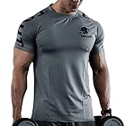 [Anmur] トレーニングウェア 半袖Tシャツ メンズ 吸汗速乾 スポーツウェア フィットネスウェア ストレッチ (グレーXL)