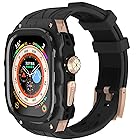 YiMingSun Apple Watch用メタルケース Apple Watch Ultra1/2 49mm用 メンズ 頑丈なケース バンパー 頑丈なメタルカバー バンド付き Apple Watch Ultra1/2 49mm用 (Rose-Go