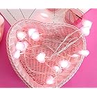 イルミネーション ハート型 LED ストリングライト クリスマス 結婚式 電飾 飾り 屋内用 電池式 (ピンク 3m30灯)
