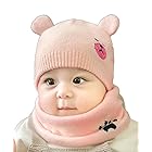 [ｍiaotti] ベビーニット帽子 ネックウォーマー 2点セット 赤ちゃん 新生児 冬 耳付き 0～2歳 フリーサイズ (ピンク)