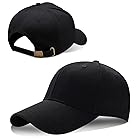 [Dunluluoyin] ベースボールキャップ シンプルです 快適です ファッションですの帽子です 無地 男女兼用 深めタイプ 大きいサイズ UVカット ベースボールキャップ 綿100％ メンズ レディース フリーサイズ ブラック