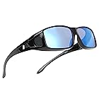 [ＭＡＬＫＡ] オーバーサングラス メガネの上から掛ける 偏光 レディース メンズ 運転用 【そら／サイクリング推奨】 ＵＶ４００ 紫外線カット (Blue)