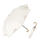 [Vita Felice] ヴィータフェリーチェ 2段折りショート傘（晴雨兼用/親骨55cm） レディース pru-30176z (刺繍オフホワイト)