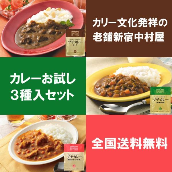 カレー 新宿中村屋 3種 セット メール便 送料無料 レトルト プチカレー ポイント消化 保存食