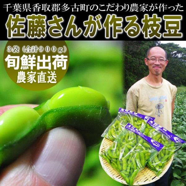 佐藤さんが作る枝豆　3袋　合計900g　千葉県香取郡多古町こだわり農家直送
