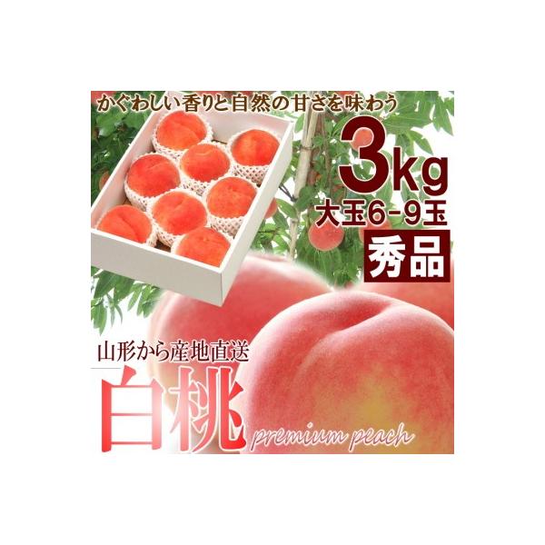 プレミアム白桃　3kg 秀品　 6～9玉　早期予約販売