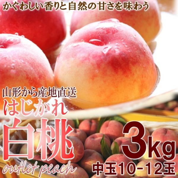 白桃　ワケあり　山形県産　3kg　10－12玉入　送料無料　農家が食べるはじかれ桃