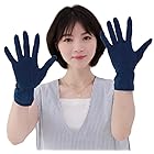 [SANDAI] 藍染 手袋 レディース 日本製 コットン100％ 2タイプ ショート ロング 指無し アームカバー ブルー 敏感肌の方に ナチュラル グローブ 日焼け対策 保湿 消臭 手袋ケース付 (21-22㎝, 5指ショート)