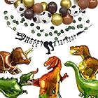 regalo 恐竜 バルーン 誕生日 飾り付け 男の子 装飾 ダイナソー ガーランド 1歳 2歳 3歳 4歳 セット 風船 (ゴールド×ブラック（恐竜バルーン）)
