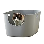 【OFT】 TALL WALL BOX XL ライトグレー 本体 猫用トイレ 本体 大きい猫 大きいトイレ ゆったり広々サイズ 飛び散り防止ハイタイプ サイズ(約)：幅49×奥68×高33cm【入り口までの高さ】17cm