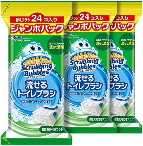 (まとめ買い) スクラビングバブル トイレ洗剤 流せるトイレブラシ 付替用72個セット(24個×3セット)