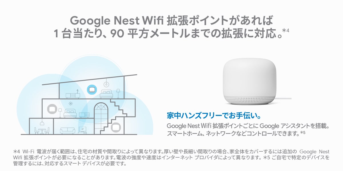 Google GA00822-JP Wi-Fiルーター親機＋子機セット Google Nest Wifi ルーターと拡張ポイントパック