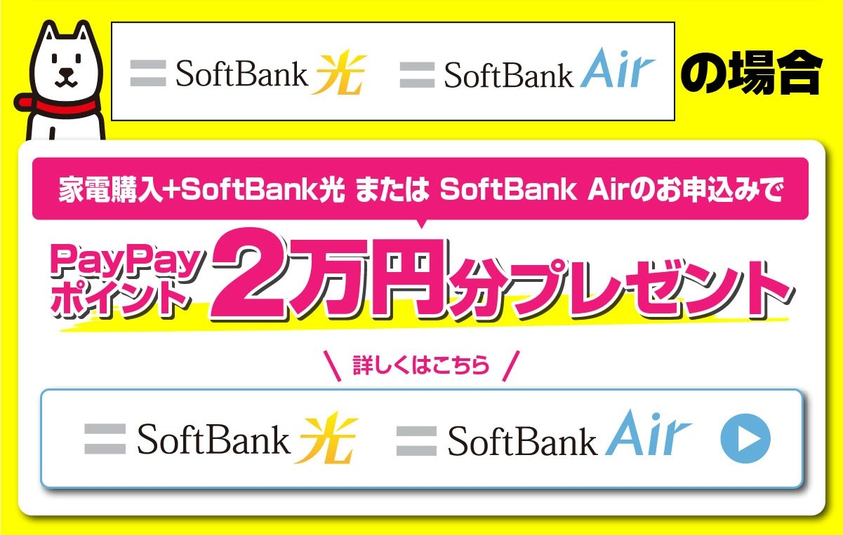 ソフトバンクAirの場合普通為替2万円プレゼント