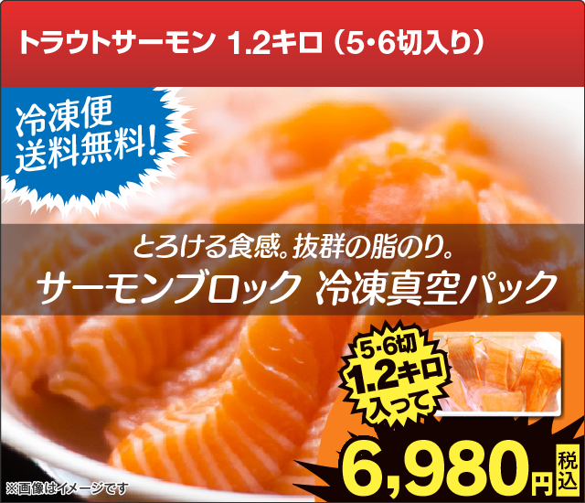 ヤマダモール/サーモン/1.2キロ/5,6切れ入り/冷凍真空パック/送料無料