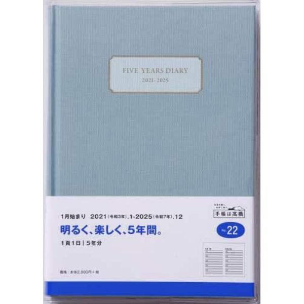 ５年横線当用新日記連用日記　Ａ５判上製・クリアカバー　グリーンＮｏ．２２（２０２１年版１月始まり）