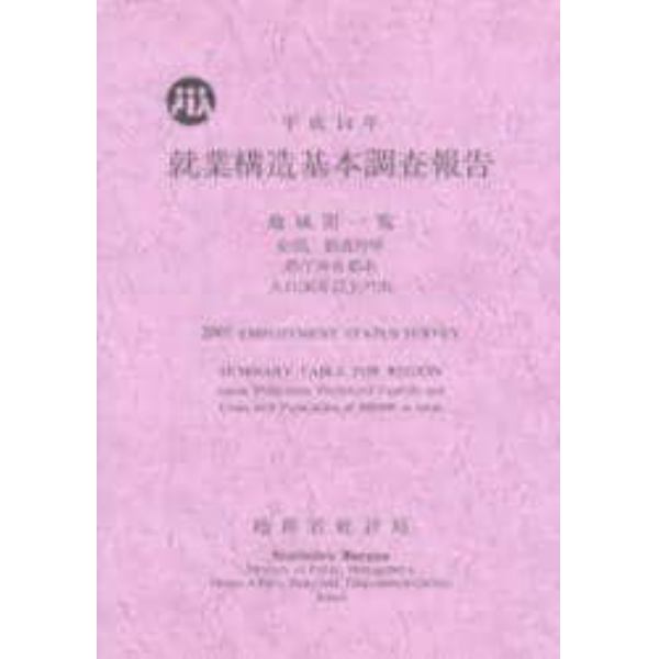 就業構造基本調査報告　平成１４年地域別一覧
