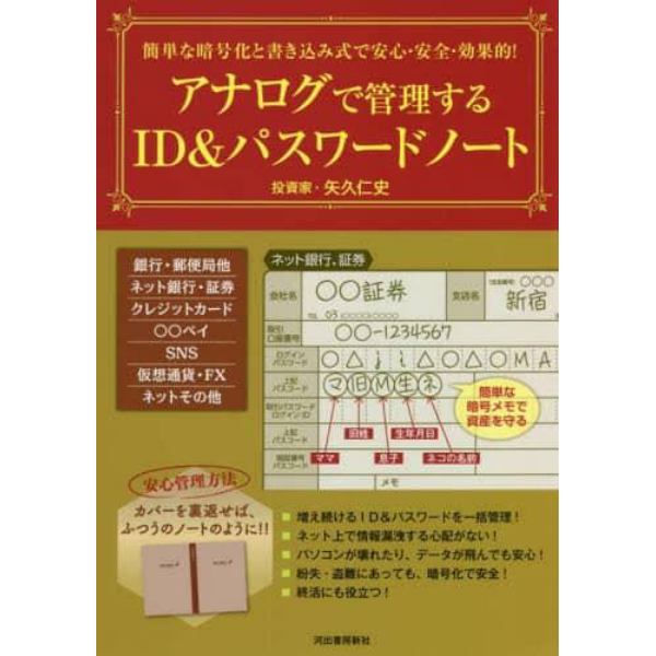 アナログで管理するＩＤ＆パスワードノート　簡単な暗号化と書き込み式で安心・安全・効果的！