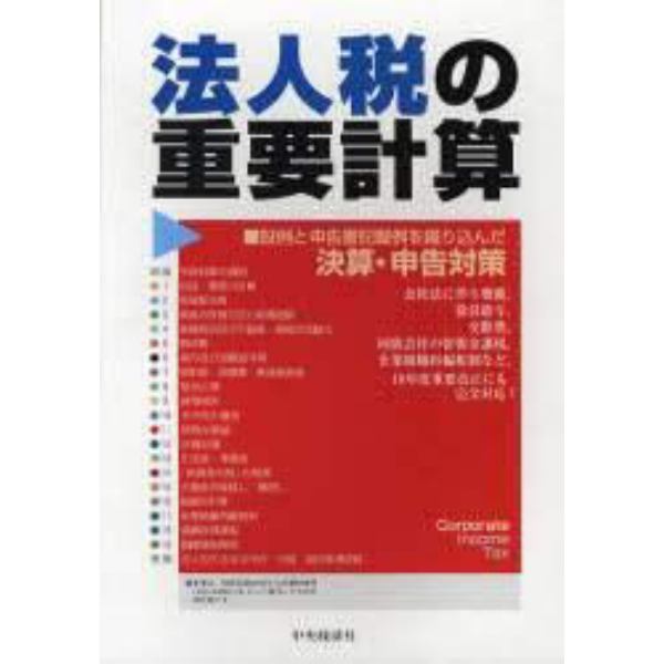 法人税の重要計算　設例と申告書記載例を織り込んだ決算・申告対策　〔１８年度〕