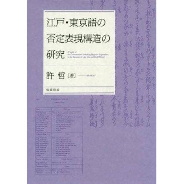 江戸・東京語の否定表現構造の研究