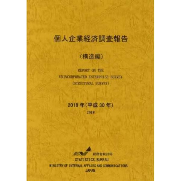 個人企業経済調査報告　平成３０年構造編