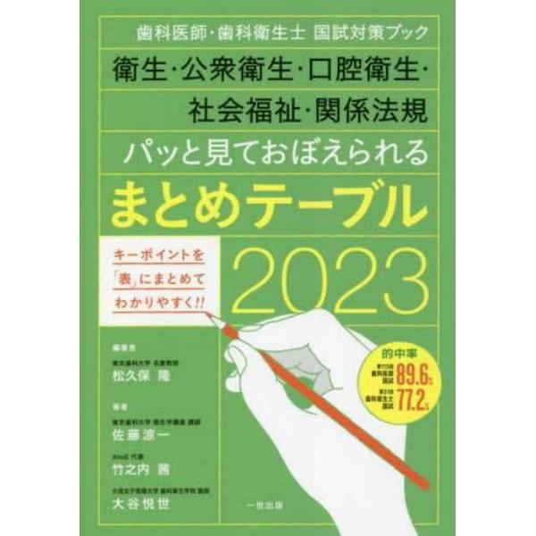 衛生・公衆衛生・口腔衛生・社会福祉・関係法規パッと見ておぼえられるまとめテーブル　歯科医師・歯科衛生士国試対策ブック　２０２３