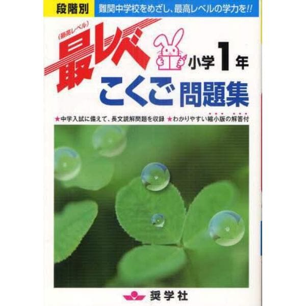 最レベこくご問題集小学１年　段階別　難関中学校をめざし、最高レベルの学力を！！