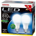 TOSHIBA　E-CORE(イ-コア)LED電球(電球色・口金E26)810lm2コ入　LDA9N-G-2P