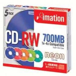 イメーション CDRW80ACLNX5S データ用4倍速対応CD-RW 5枚パック 700MB カラーミックス