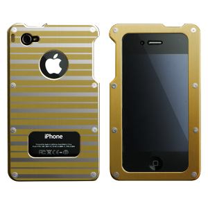 abee　MA-4J01-GBS　iPhone4／4S用アルミジャケット　ゴールド(ホライゾン・ストライプ)