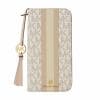 MICHAEL KORS Folio Case Stripe with Tassel Charm for Magsafe for iPhone 15 Pro [ Vanilla ] MKSTTCVNLFLIP2361P ホワイト