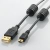 USBケーブル エレコム U2C-MF50BK フェライトコア付きUSB2.0ケーブル 5.0m