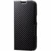 エレコム PM-A22APLFUCB iPhone 14・13 用 ケース カバー レザー 手帳型 マグネット フラップ UltraSlim カーボン調ブラック