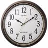 リズム時計 8MY517-006 CITIZEN 電波掛け時計 茶メタリック色(白) 連続秒針機能付
