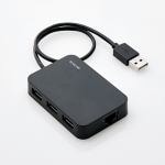 エレコム　EDC-FUA2H-B　USB2.0　LANアダプター　USBハブ付　ブラック