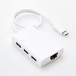 エレコム　EDC-GUC3H-W　USB3.1　ギガビットLANアダプター　USBハブ付　ホワイト