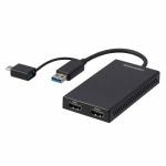グリーンハウス　GH-TCHDD-BK　映像変換アダプタ　USB-C＋USB-A　to　HDMI　x2　4K対応　Mac/Windows11対応　　ブラック