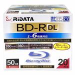 RiDATA　BD-R260PW　6X.20P　SC　A　録画用BD-R　DL　スリムケース入り　20枚パック　1～6倍速　インクジェットプリンター対応　50GB　ホワイト