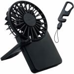 エレコム　FAN-U212BK　USB扇風機　充電可能　薄型ハンディ　カラビナ付　ブラック