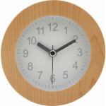 アラームクロック　ラウンド　ウッド　ホワイト　家具　インテリア　雑貨　置時計