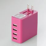 エレコム　スマートフォン・タブレット用USB充電器（4ポート・合計4A）　ピンク　MPA-AC4U02PNPN