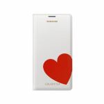 Samsung　GALAXY　S5用［サムスン純正］　Flipカバー　（ホワイト＋レッドハート）　EF-WG900RREG-REG