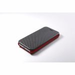DEFF　iPhone　7用　RONDA　Carbon　＆Spanish　Leather　Case　カーボンフリップタイプ　レッド　DCS-IP7RAFCLRD