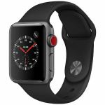 アップル(Apple)　MQKG2J／A　Apple　Watch　Series　3（GPS　＋　Cellularモデル）　38mm　スペースグレイアルミニウムケースとブラックスポーツバンド