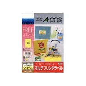 エーワン　28494　(マルチプリンタラベル／色上質紙タイプ　クリーム／A4判　ノーカット／15シート入り)