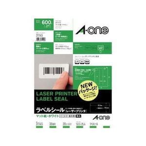 エーワン　ラベルシール［レーザープリンタ］　A4判30面　四辺余白付角丸　20シート(600片)　31145