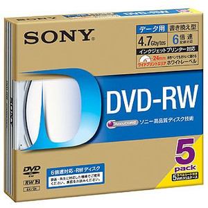 ソニー データ用DVD-RW 6倍速記録 5枚 5DMW47HPS6