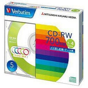 バーベイタム(Verbatim)  SW80QM5V1 データ用CD-RW 700MB 4倍速対応 カラーミックス 5枚