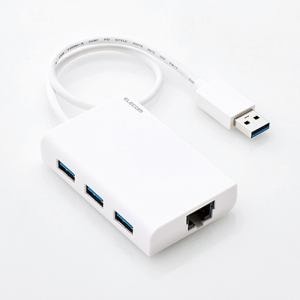 エレコム　EDC-GUA3H-W　USB3.0　ギガビットLANアダプター　USBハブ付　ホワイト